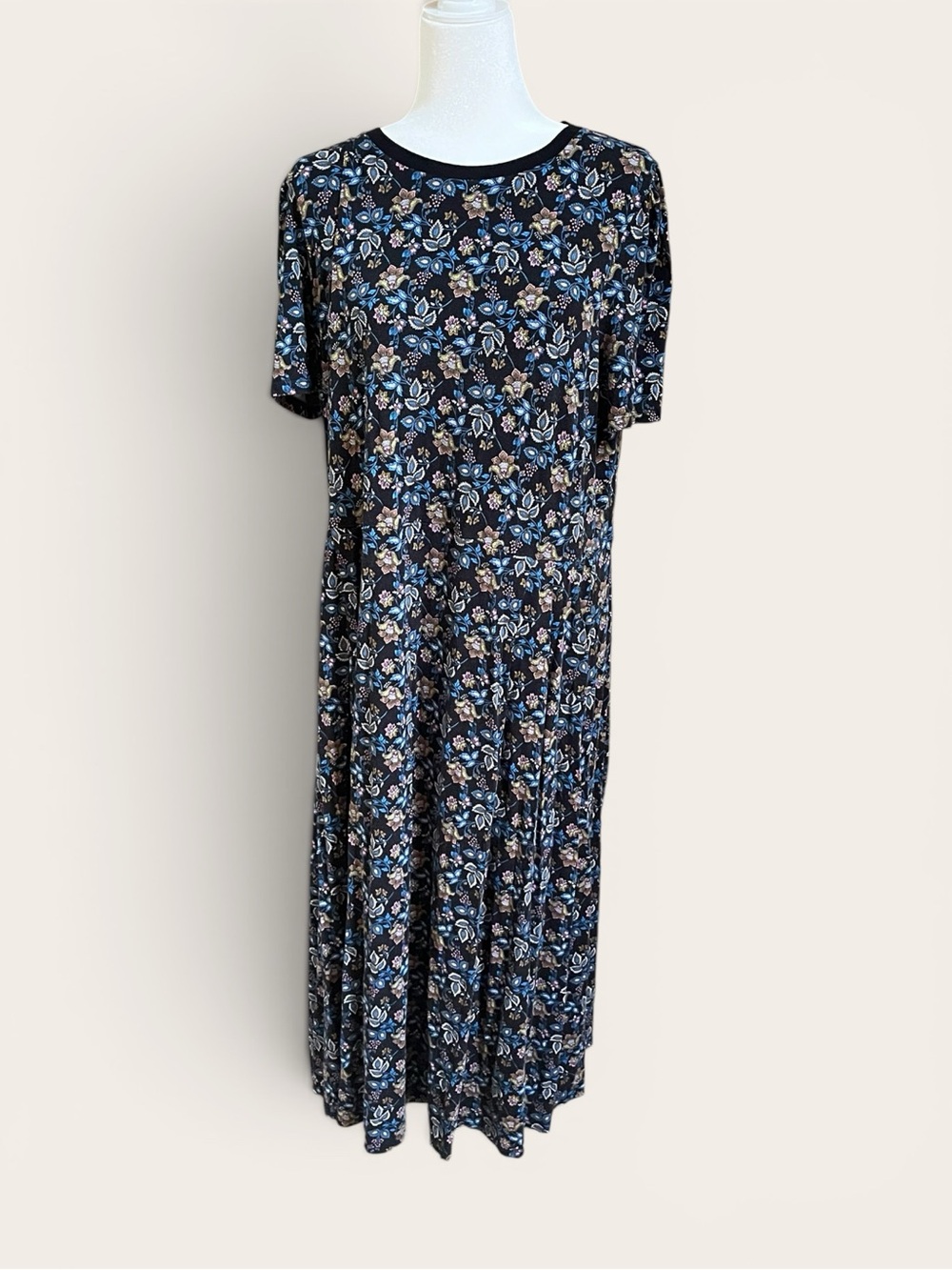 Boden Black Floral Chintz Maxi Dress Summer Comfy Pockets
